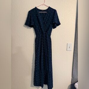 Swiss Dot Navy Blue Maxi Dress